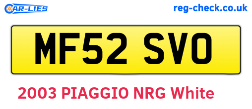 MF52SVO are the vehicle registration plates.