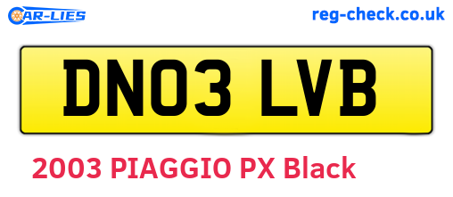 DN03LVB are the vehicle registration plates.