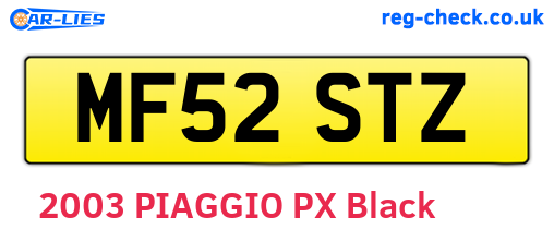 MF52STZ are the vehicle registration plates.