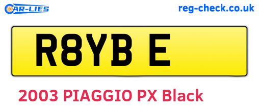 R8YBE are the vehicle registration plates.