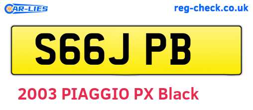 S66JPB are the vehicle registration plates.