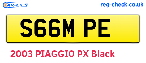 S66MPE are the vehicle registration plates.