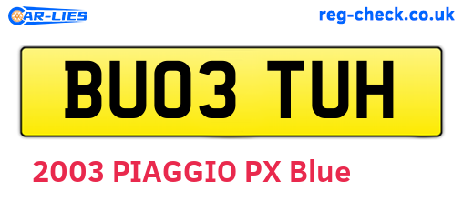 BU03TUH are the vehicle registration plates.