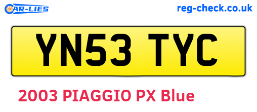 YN53TYC are the vehicle registration plates.