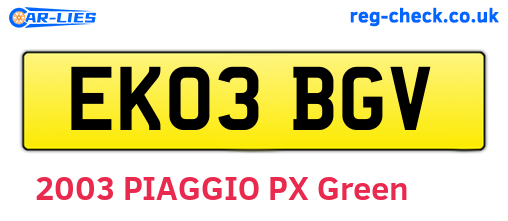EK03BGV are the vehicle registration plates.