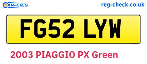 FG52LYW are the vehicle registration plates.