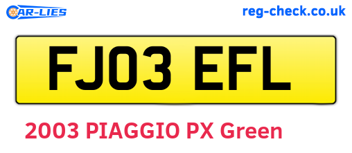 FJ03EFL are the vehicle registration plates.