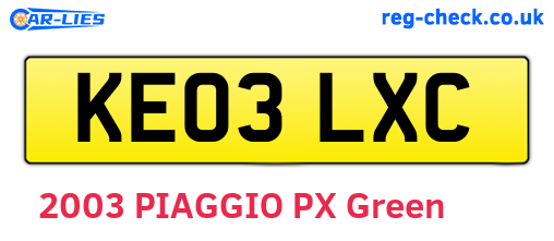 KE03LXC are the vehicle registration plates.