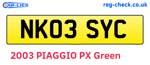 NK03SYC are the vehicle registration plates.