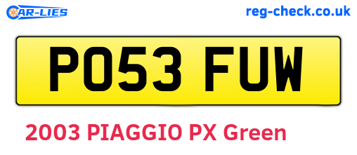 PO53FUW are the vehicle registration plates.