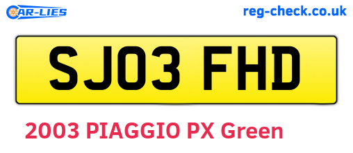 SJ03FHD are the vehicle registration plates.