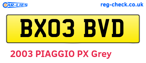 BX03BVD are the vehicle registration plates.