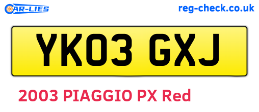 YK03GXJ are the vehicle registration plates.
