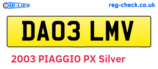 DA03LMV are the vehicle registration plates.