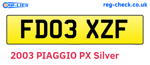 FD03XZF are the vehicle registration plates.