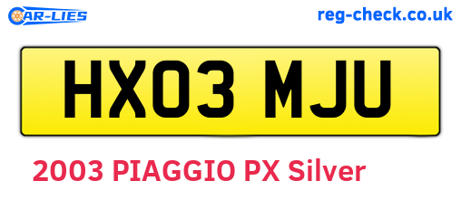 HX03MJU are the vehicle registration plates.