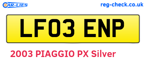 LF03ENP are the vehicle registration plates.