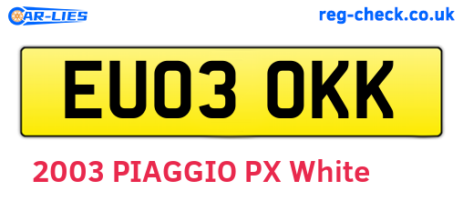 EU03OKK are the vehicle registration plates.
