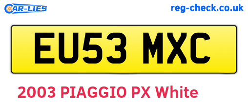 EU53MXC are the vehicle registration plates.