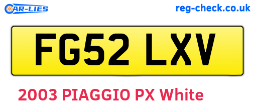 FG52LXV are the vehicle registration plates.