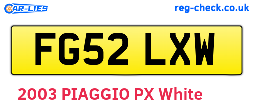 FG52LXW are the vehicle registration plates.