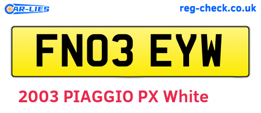 FN03EYW are the vehicle registration plates.