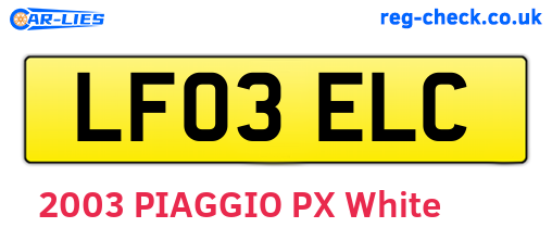 LF03ELC are the vehicle registration plates.