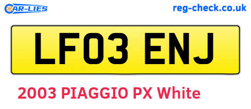 LF03ENJ are the vehicle registration plates.