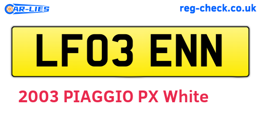 LF03ENN are the vehicle registration plates.