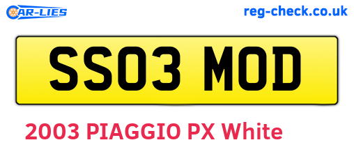 SS03MOD are the vehicle registration plates.
