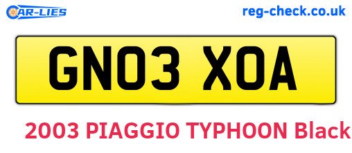 GN03XOA are the vehicle registration plates.