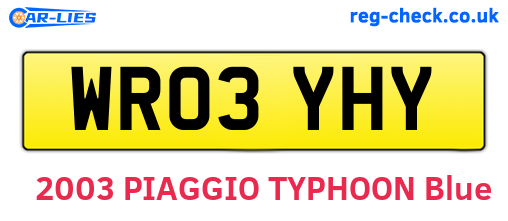 WR03YHY are the vehicle registration plates.