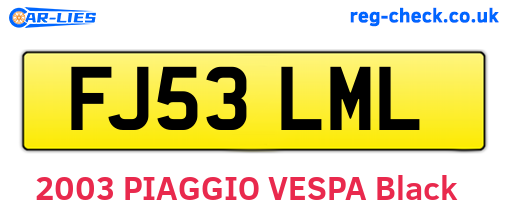 FJ53LML are the vehicle registration plates.