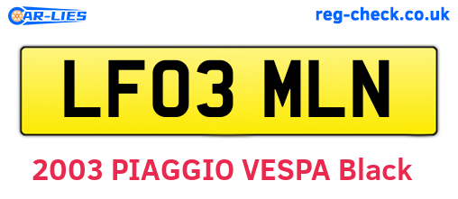 LF03MLN are the vehicle registration plates.