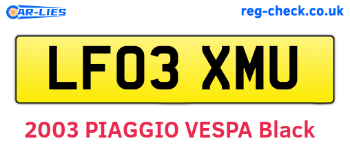 LF03XMU are the vehicle registration plates.