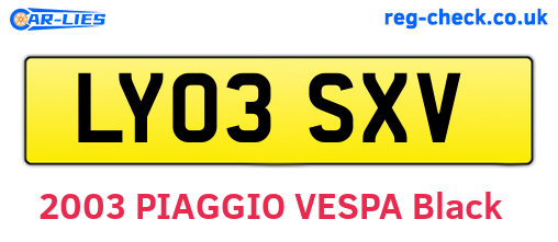 LY03SXV are the vehicle registration plates.