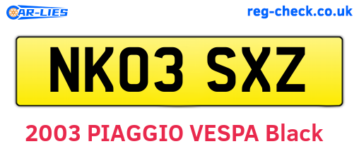 NK03SXZ are the vehicle registration plates.