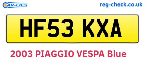 HF53KXA are the vehicle registration plates.