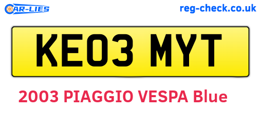 KE03MYT are the vehicle registration plates.
