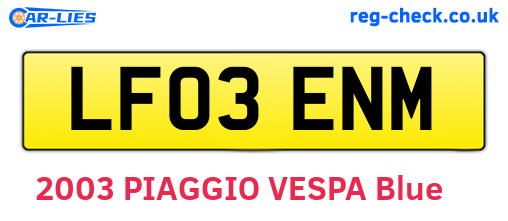 LF03ENM are the vehicle registration plates.