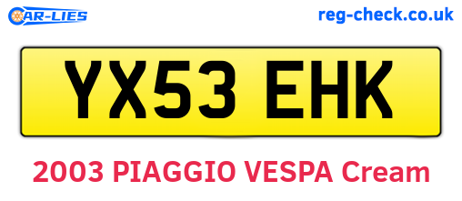 YX53EHK are the vehicle registration plates.