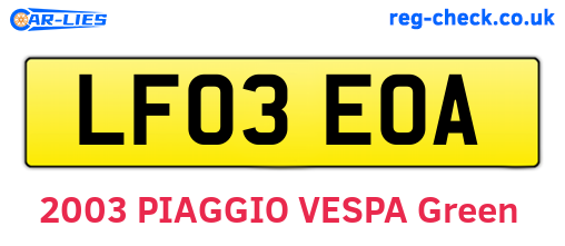 LF03EOA are the vehicle registration plates.