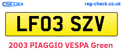 LF03SZV are the vehicle registration plates.