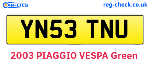 YN53TNU are the vehicle registration plates.