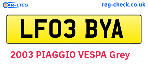 LF03BYA are the vehicle registration plates.