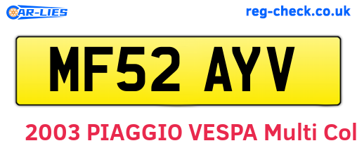 MF52AYV are the vehicle registration plates.