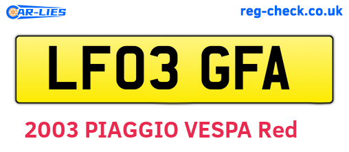 LF03GFA are the vehicle registration plates.