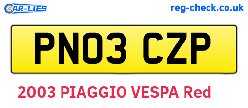 PN03CZP are the vehicle registration plates.