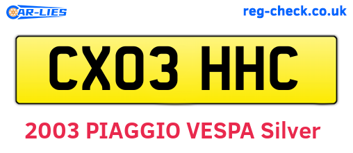CX03HHC are the vehicle registration plates.