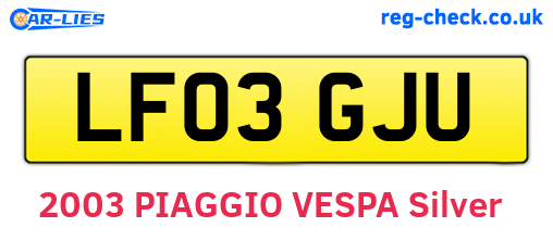 LF03GJU are the vehicle registration plates.